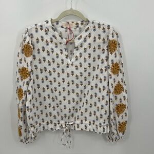 Solitaire bohemian floral print embroidered blouse